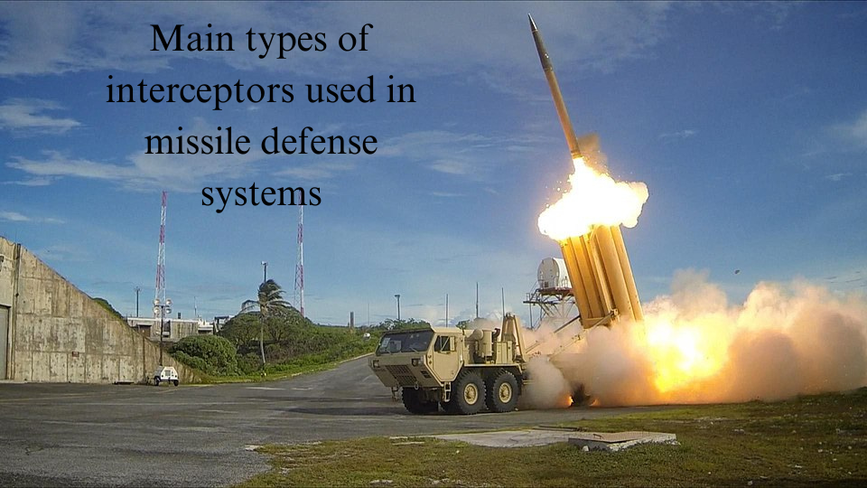 What are the main types of interceptors used in missile defense systems?
