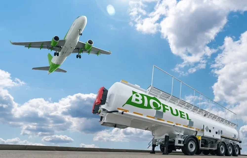 How are biofuels produced, and how effective are they as a replacement for conventional jet fuels?
