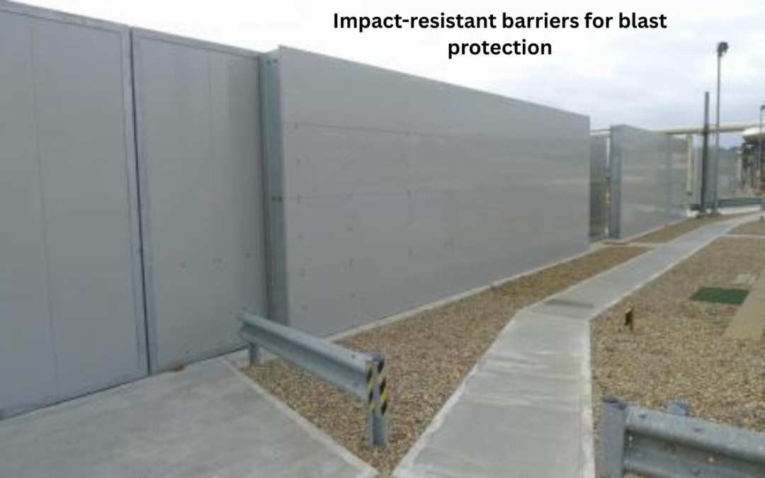 How do aerospace and defense facilities use impact-resistant barriers for blast protection?